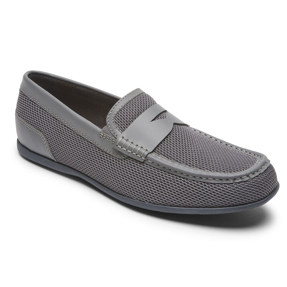 Rockport Mens Slip-On Grey - Malcom Soft Moc Toe - UK 652-PFEICX